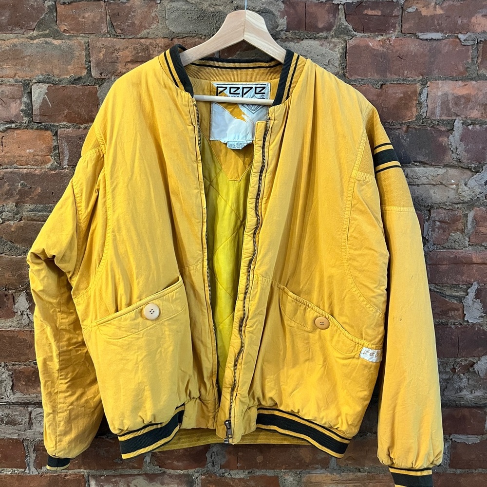 Vintage Pepe Clothing 80s Oversized Bomber Jacket Mustard Yellow M